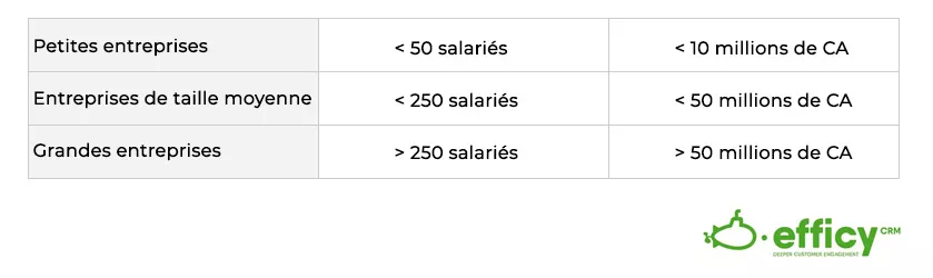 Différences de taille entre les grandes entreprises et les PME