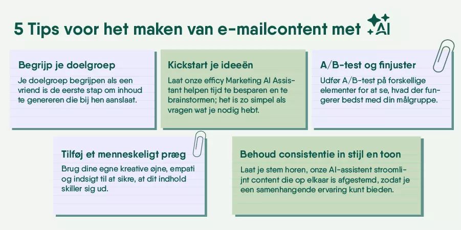 5 Tips voor het maken van e-mailcontent met de efficy Marketing AI Assistant