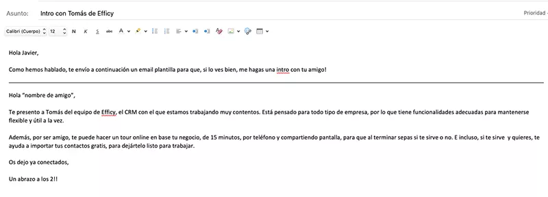 email de recomendaciones