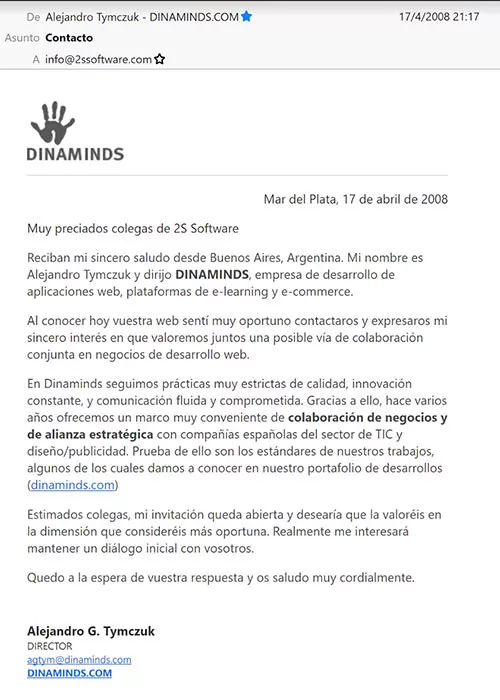 Email en frío de Dinaminds