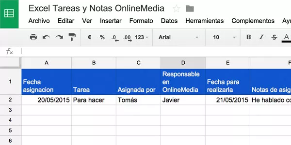 excel de tareas clima laboral