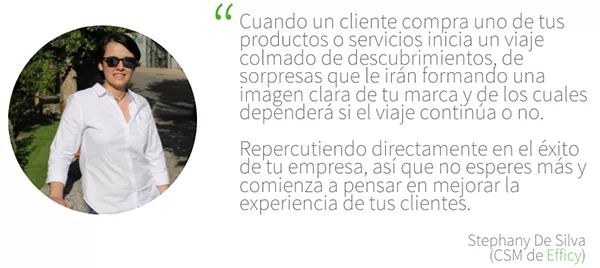 Frase de Stephany sobre el Customer Service y Customer Care