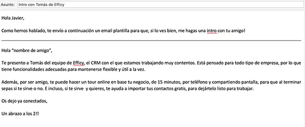 Plantilla para pedir recomendaciones